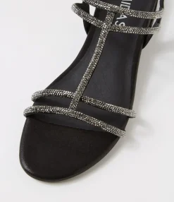 Flash Sale Midas Shoes Laroze Black Fabric Jewels Sandals