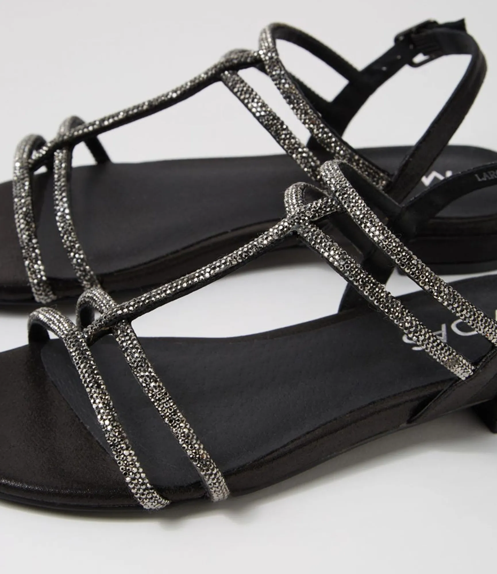 Flash Sale Midas Shoes Laroze Black Fabric Jewels Sandals