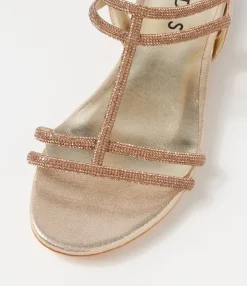 Hot Midas Shoes Laroze Pale Gold Jewels Fabric Sandals