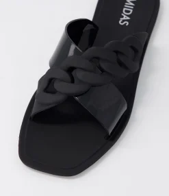 Discount Midas Shoes Leela Black Jelly Slides