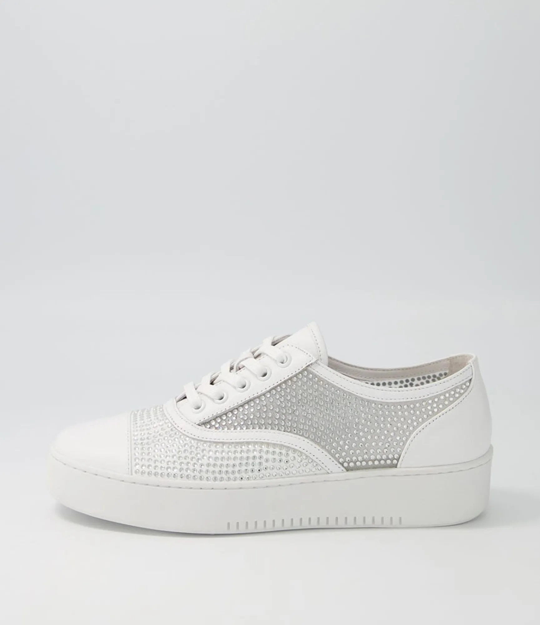 Cheap Midas Shoes Lennon White Leather Mesh Sneakers