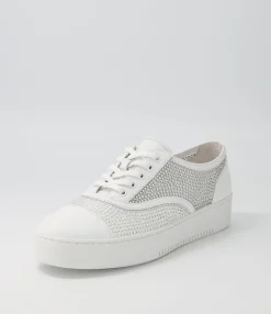Cheap Midas Shoes Lennon White Leather Mesh Sneakers