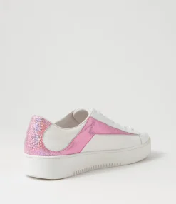 New Midas Shoes Lenoe White Pink Glam Multi Sneakers