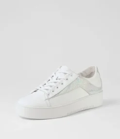 New Midas Shoes Lenoe White Silver Glam Multi Sneakers