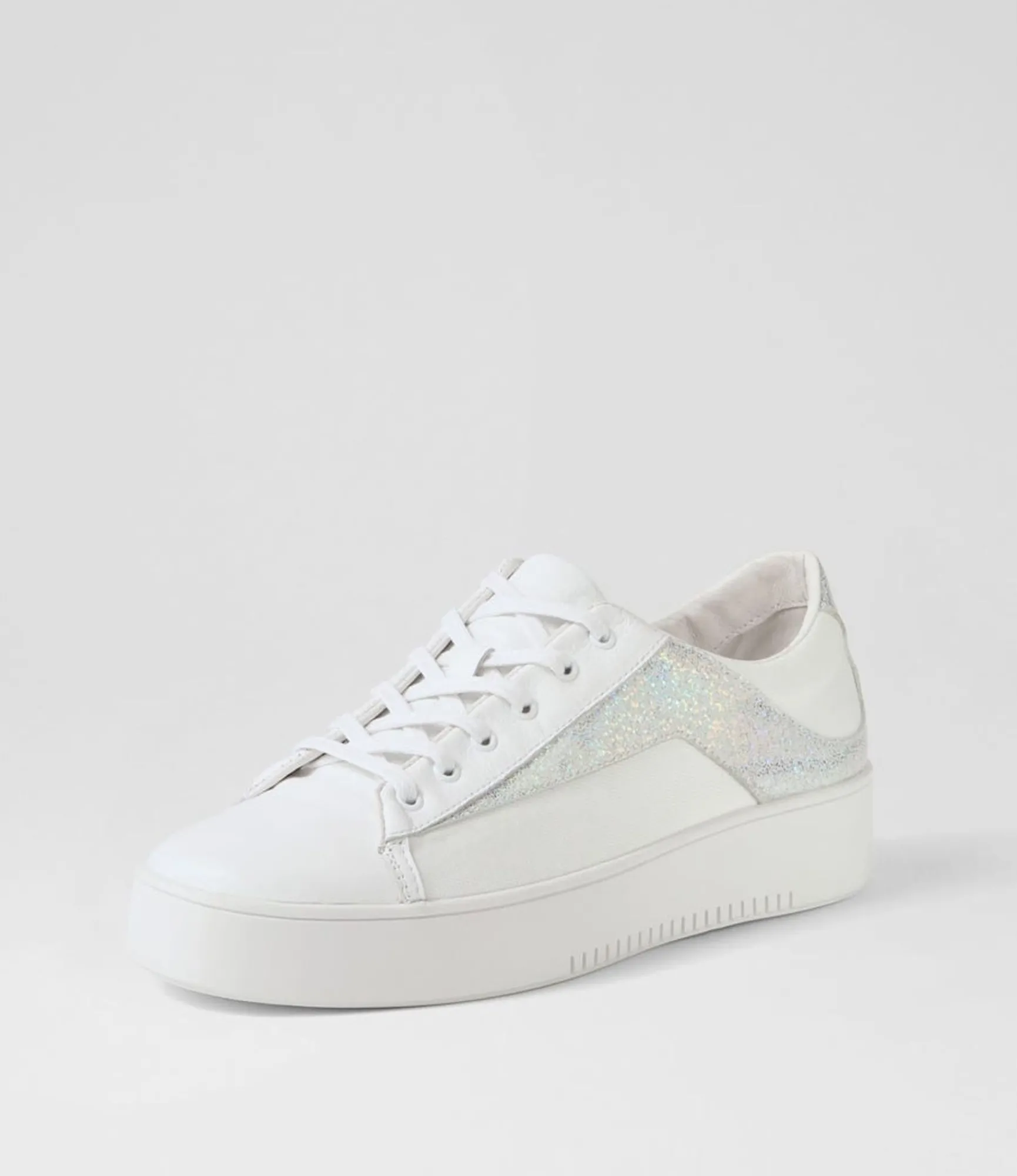 New Midas Shoes Lenoe White Silver Glam Multi Sneakers