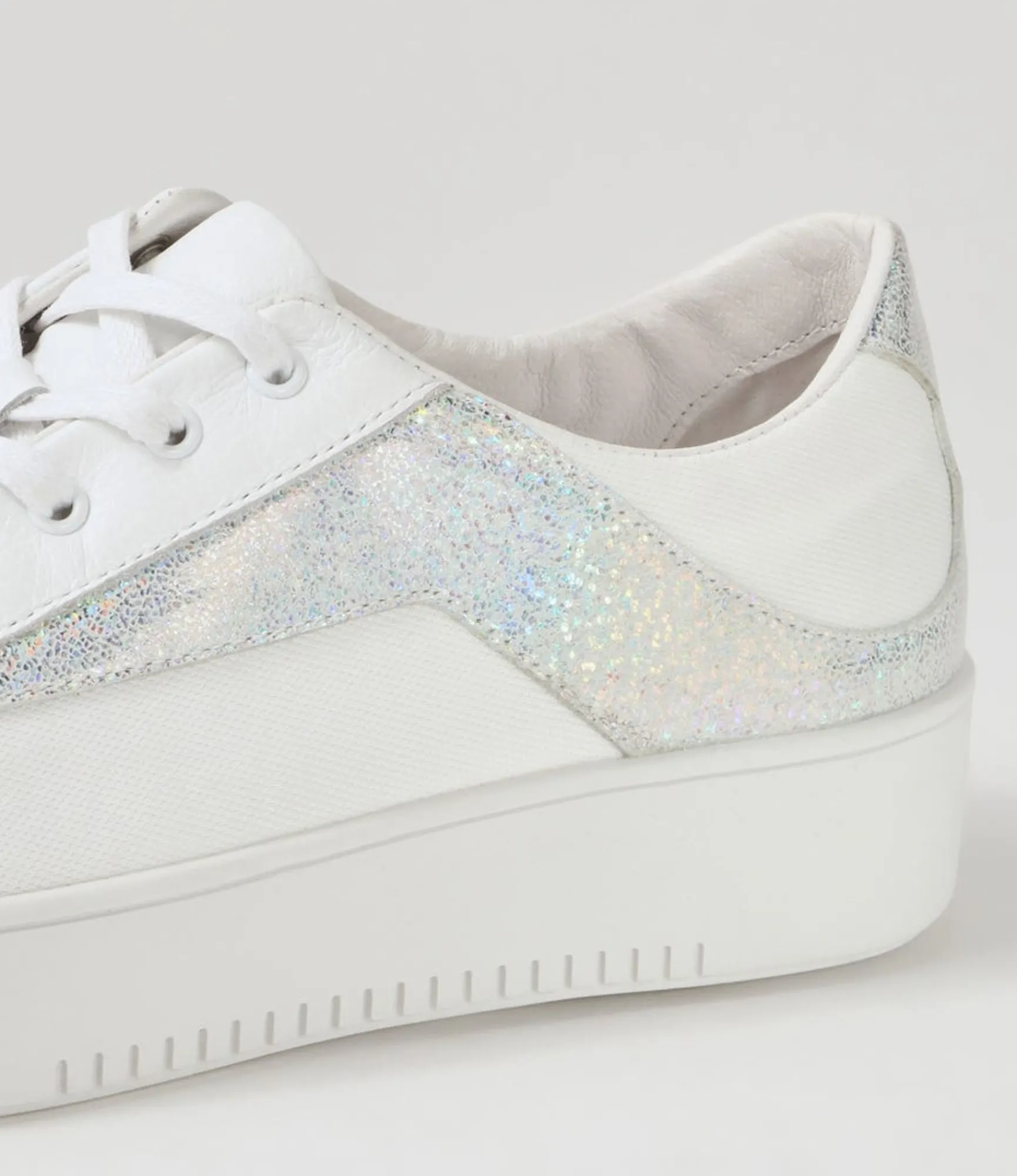 New Midas Shoes Lenoe White Silver Glam Multi Sneakers
