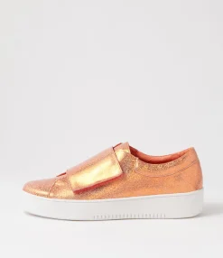 Cheap Midas Shoes Levie Orange Glam Leather Sneakers