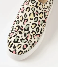Cheap Midas Shoes Levie Rainbow Leopard White Pony Sneakers