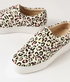 Cheap Midas Shoes Levie Rainbow Leopard White Pony Sneakers
