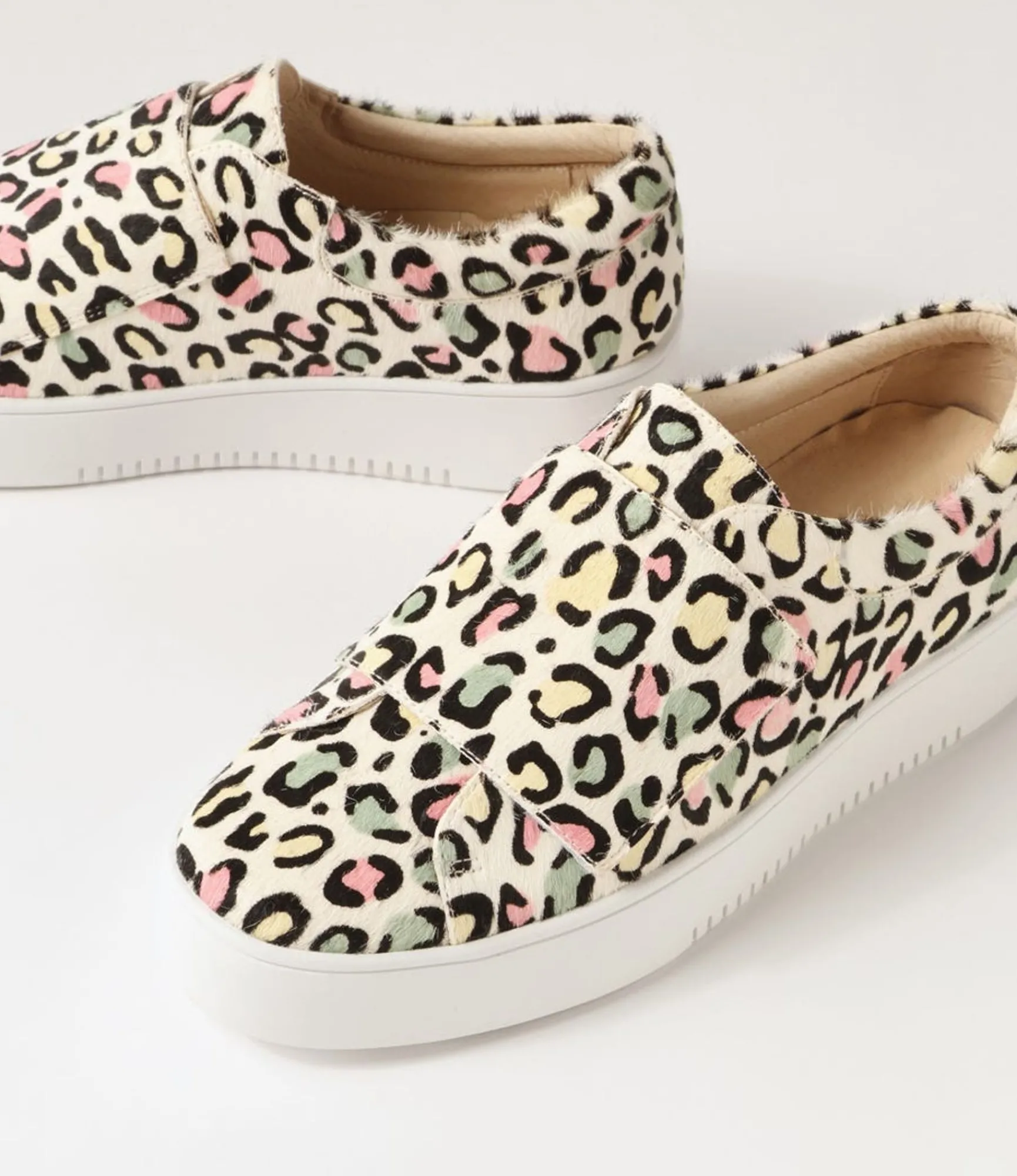 Cheap Midas Shoes Levie Rainbow Leopard White Pony Sneakers