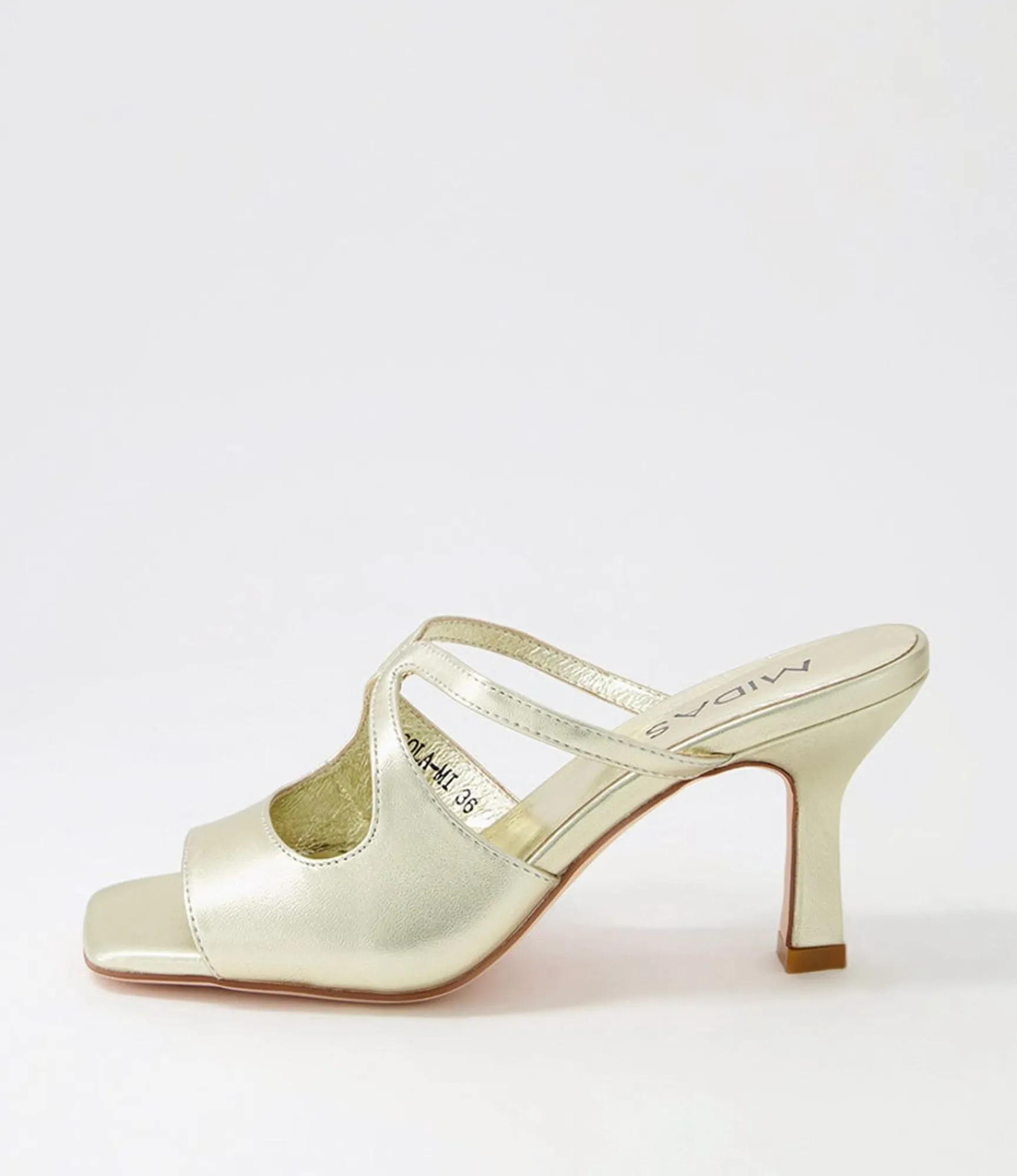 Discount Midas Shoes Licola Pale Gold Leather Slides