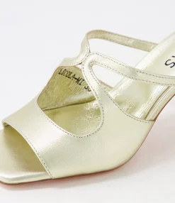 Discount Midas Shoes Licola Pale Gold Leather Slides