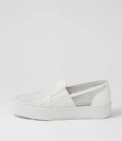 Discount Midas Shoes Liona White Leather Mesh Sneakers