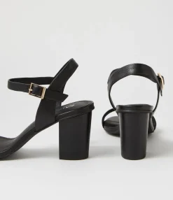 New Midas Shoes Lippee Black Leather Sandals