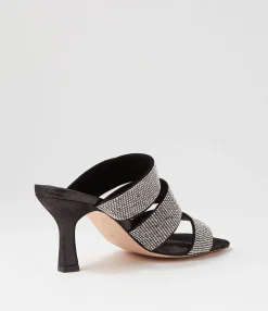 Cheap Midas Shoes Litzey Black Silver Leather Jewels Sandals