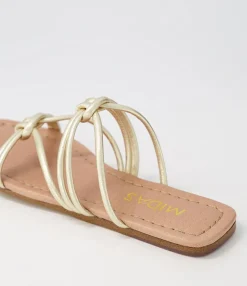 Fashion Midas Shoes Lolli Pale Gold Leather Sandals