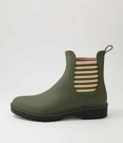 Hot Midas Shoes Loren Forest Stripe Gumboot Chelsea Boots