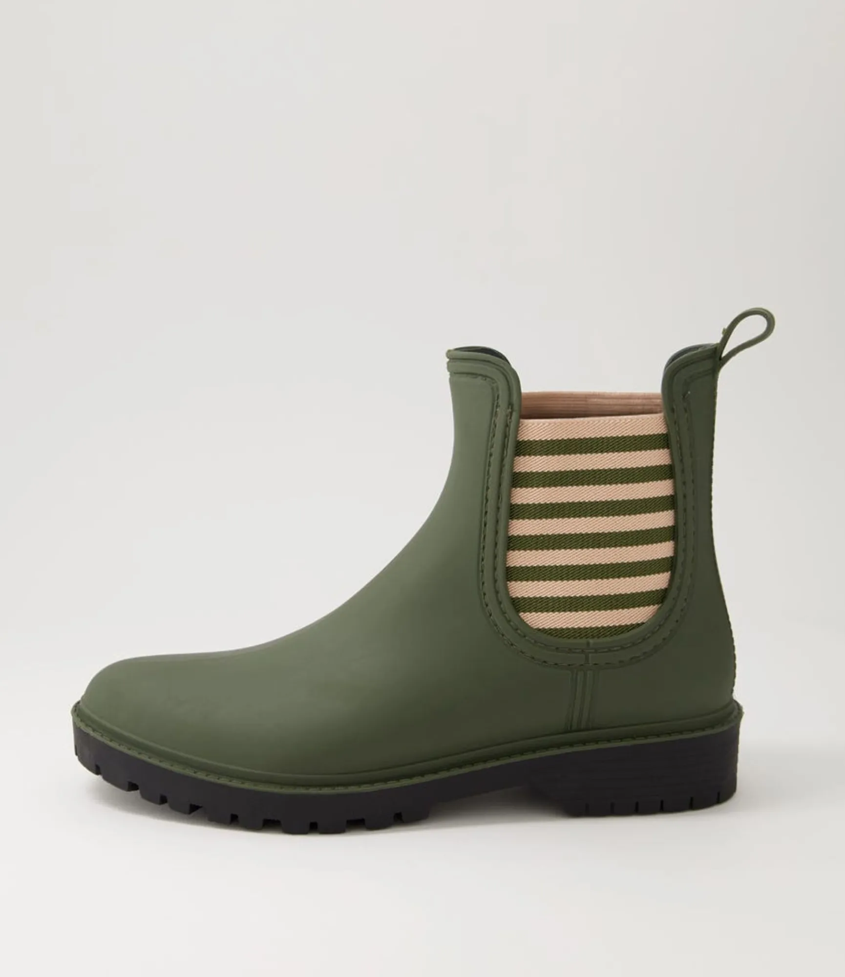 Hot Midas Shoes Loren Forest Stripe Gumboot Chelsea Boots