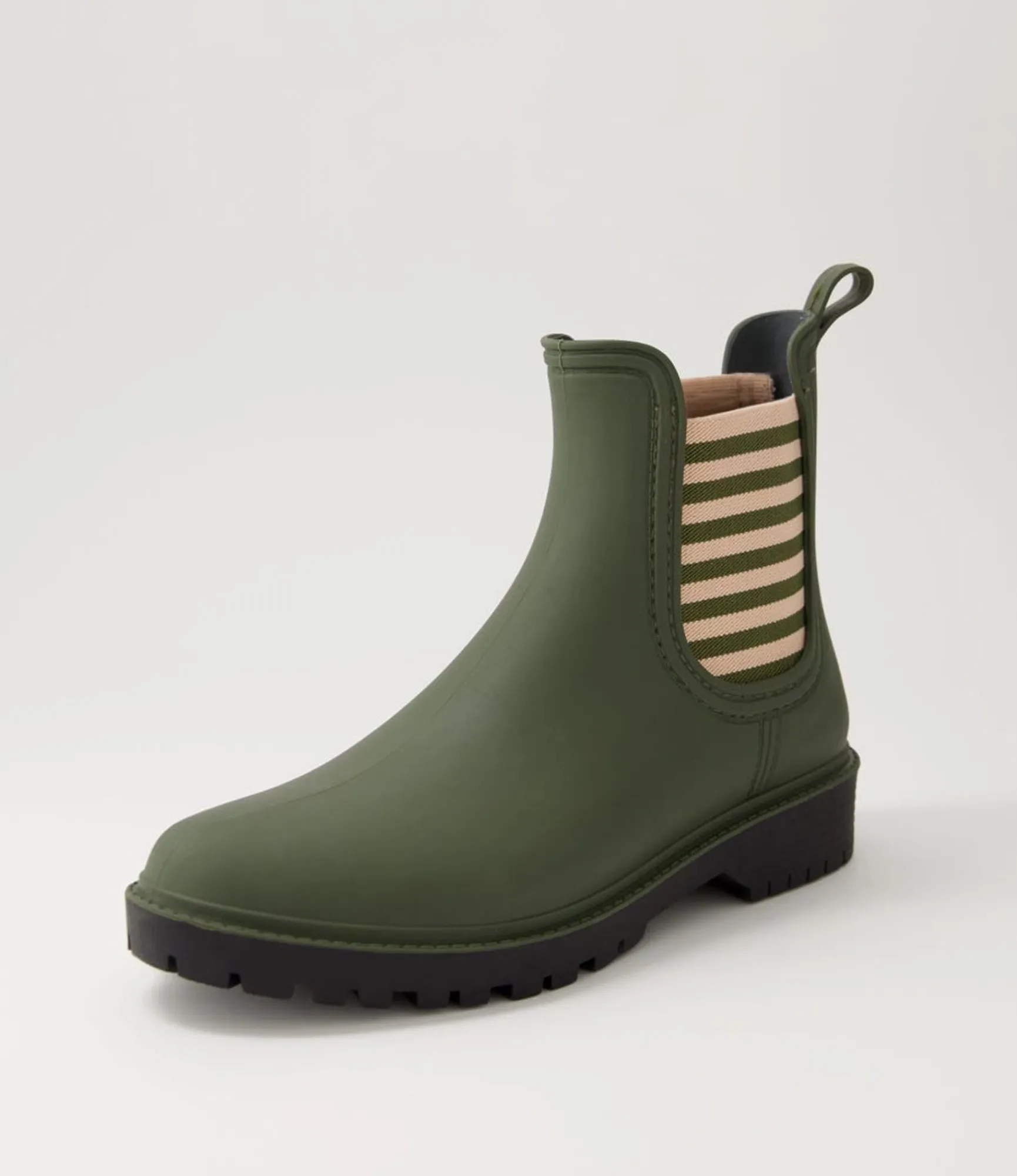 Hot Midas Shoes Loren Forest Stripe Gumboot Chelsea Boots