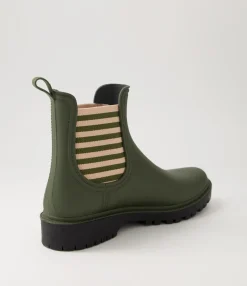 Hot Midas Shoes Loren Forest Stripe Gumboot Chelsea Boots