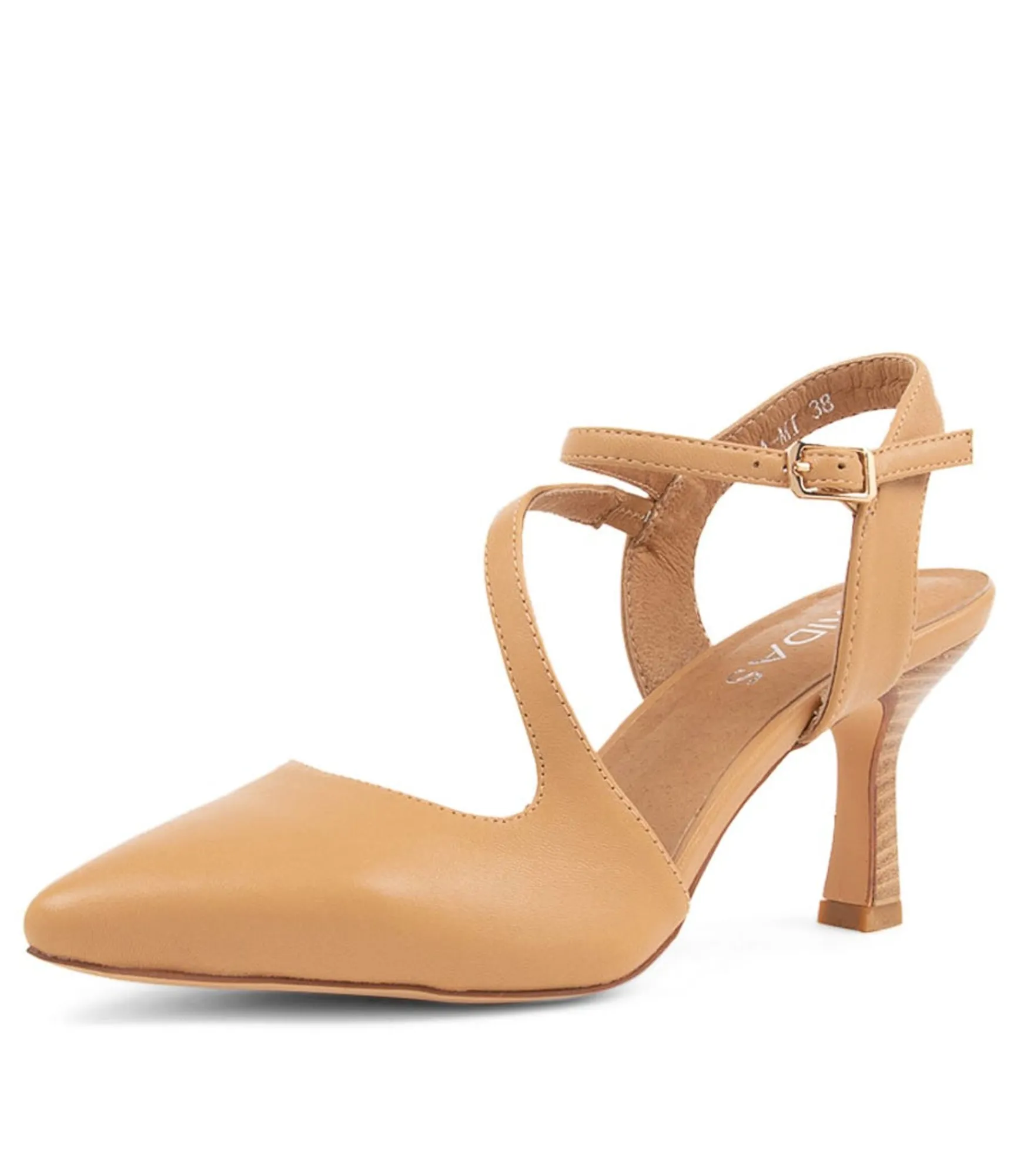 Online Midas Shoes Lucca Caramel Leather Pump Heels