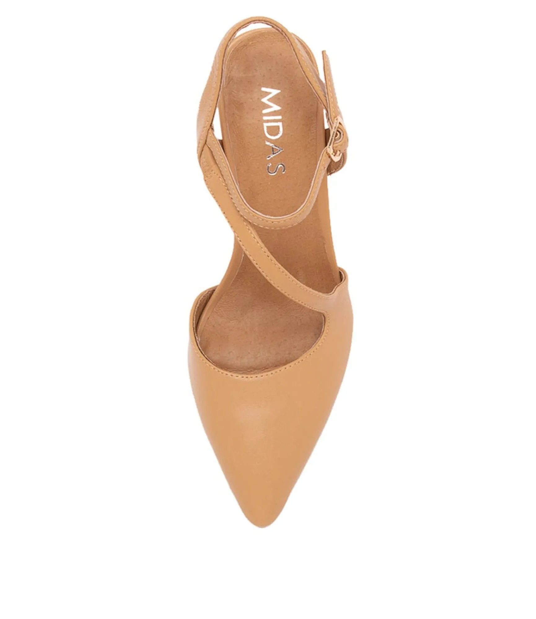 Online Midas Shoes Lucca Caramel Leather Pump Heels