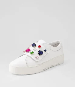 Cheap Midas Shoes Lunice White Bright Jewels Leather Sneakers