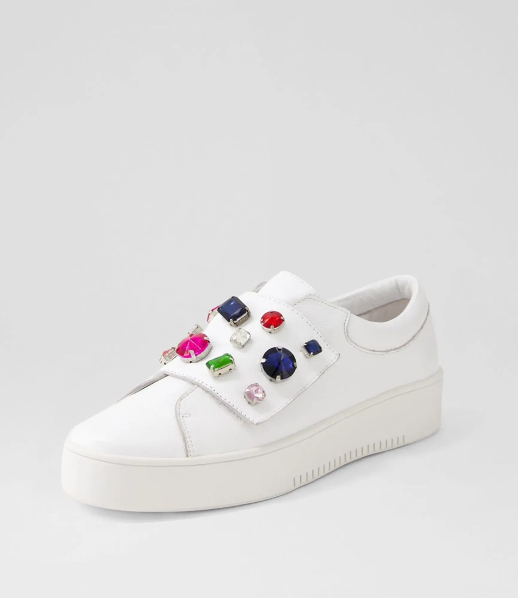 Cheap Midas Shoes Lunice White Bright Jewels Leather Sneakers