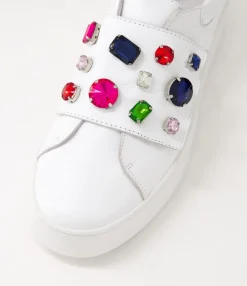 Cheap Midas Shoes Lunice White Bright Jewels Leather Sneakers