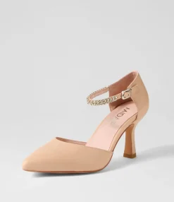 Outlet Midas Shoes Luxie Dark Nude Silver Leather Jewels Heels