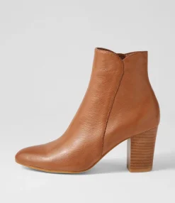 Hot Midas Shoes Lyatt Cognac Leather Ankle Boots