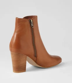 Hot Midas Shoes Lyatt Cognac Leather Ankle Boots