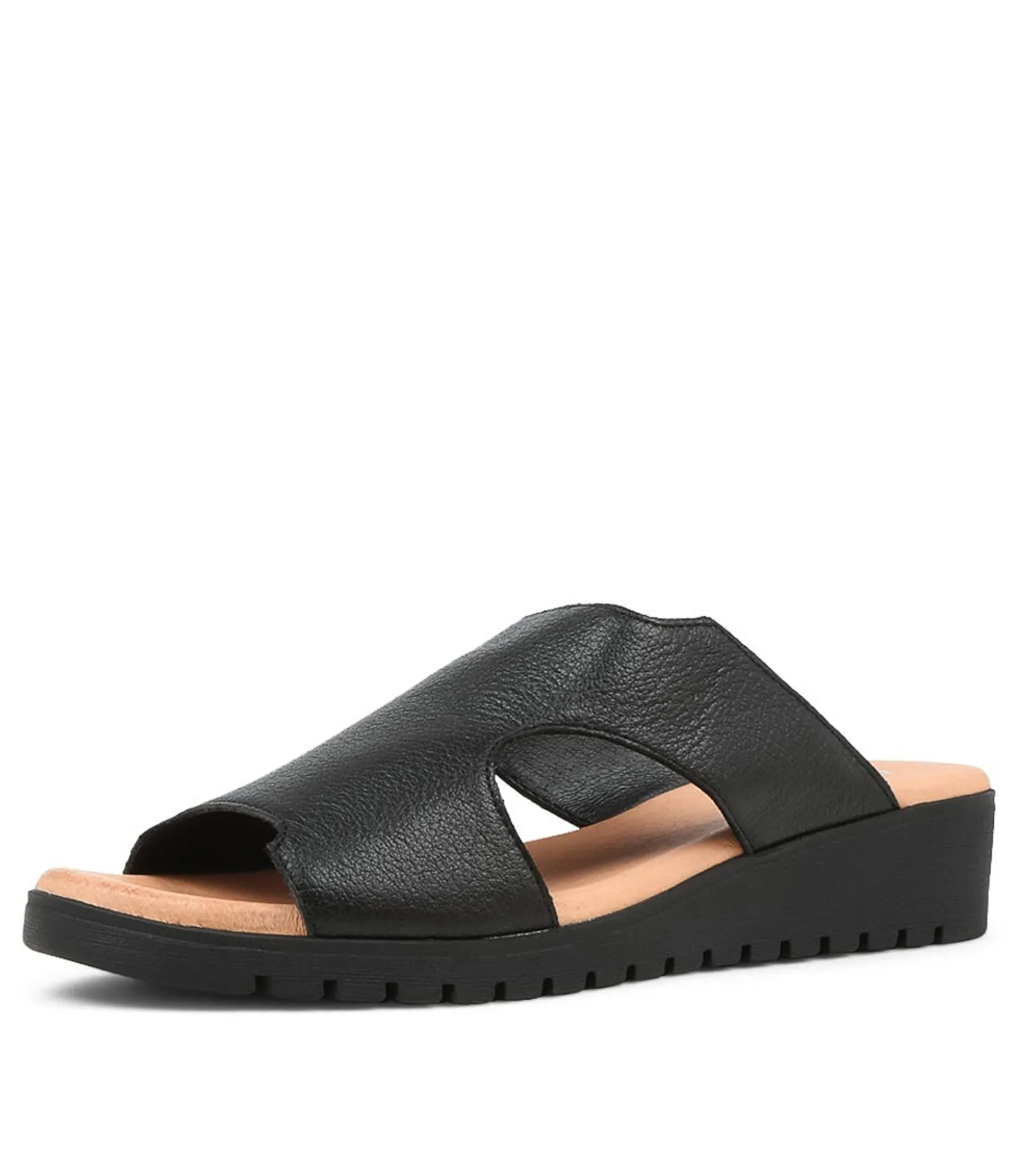 Cheap Midas Shoes Macey Black Leather Slides Bs