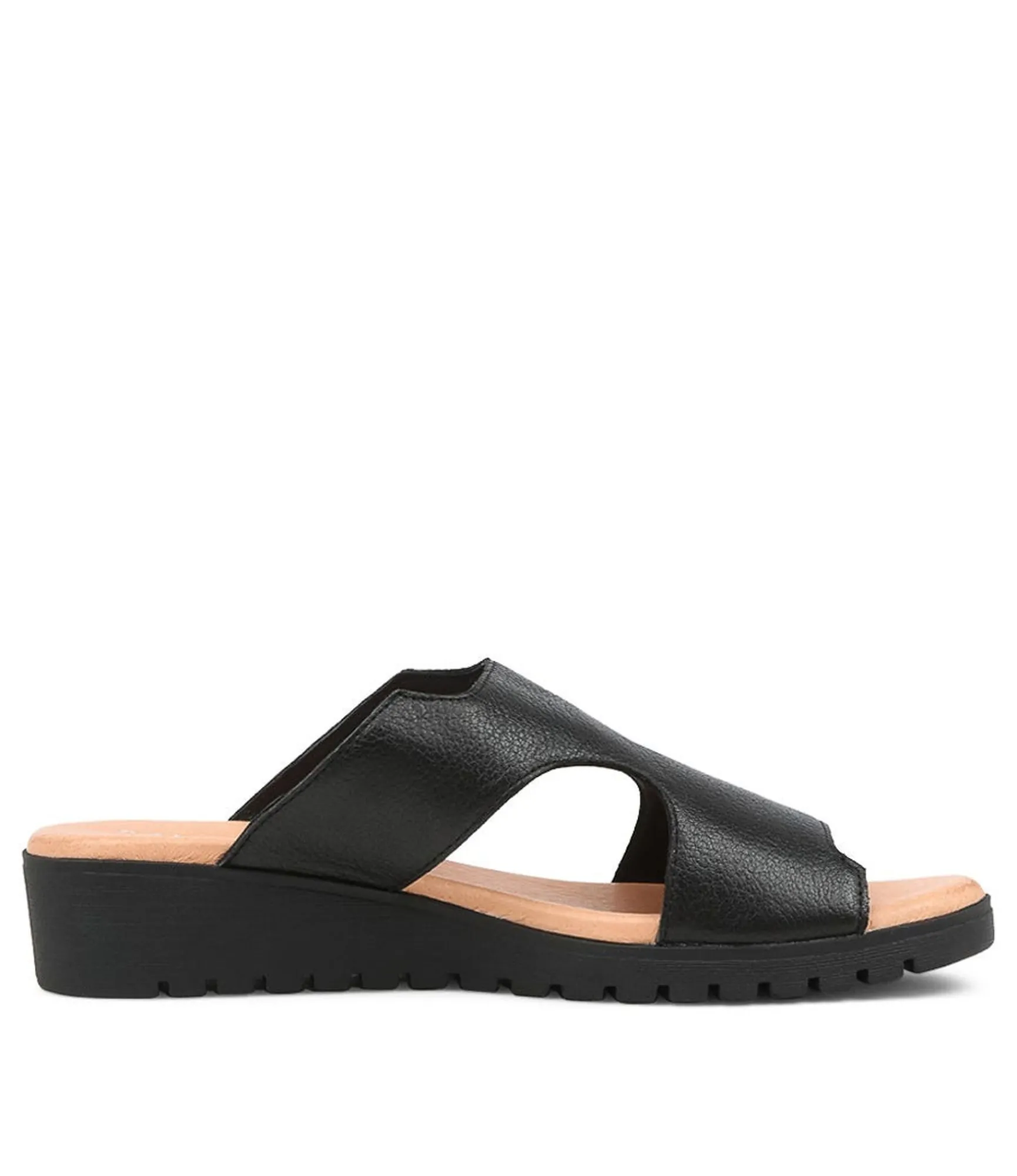 Cheap Midas Shoes Macey Black Leather Slides Bs