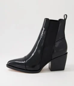 Hot Midas Shoes Maddern Black Wrinkle Patent Chelsea Boots