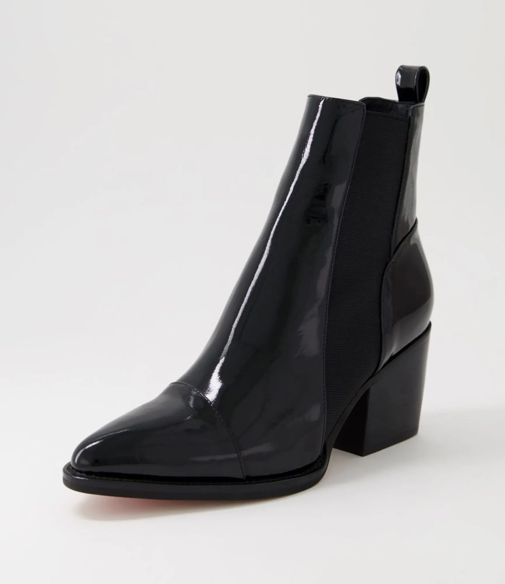 Hot Midas Shoes Maddern Black Wrinkle Patent Chelsea Boots