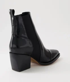 Hot Midas Shoes Maddern Black Wrinkle Patent Chelsea Boots