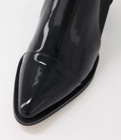 Hot Midas Shoes Maddern Black Wrinkle Patent Chelsea Boots
