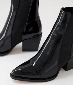 Hot Midas Shoes Maddern Black Wrinkle Patent Chelsea Boots