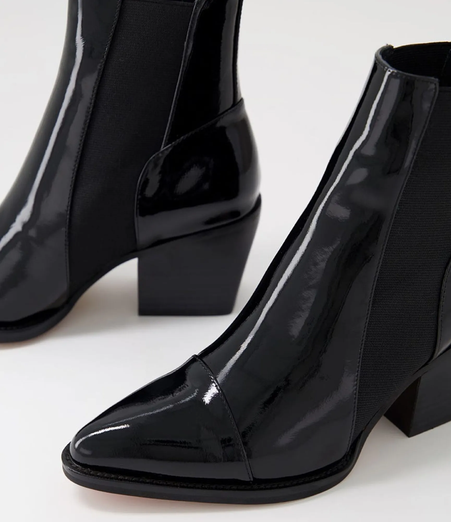 Hot Midas Shoes Maddern Black Wrinkle Patent Chelsea Boots