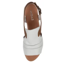 New Midas Shoes Madz White-Dk Tan Leather