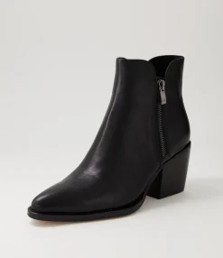 Online Midas Shoes Majory Black Leather Ankle Boots