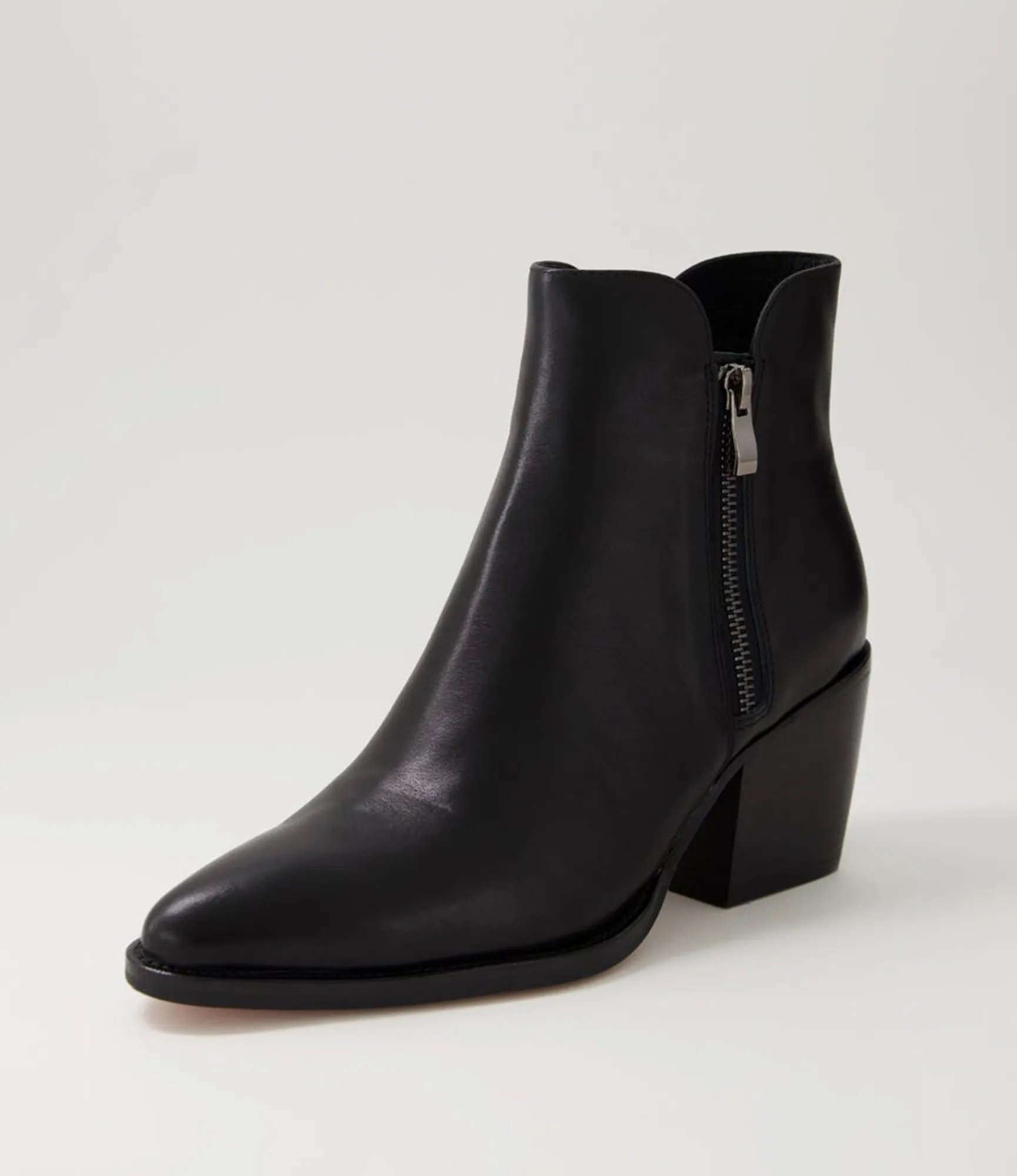 Online Midas Shoes Majory Black Leather Ankle Boots
