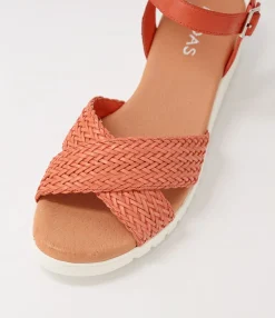 Shop Midas Shoes Maldives Orange Weave Leather Sandals