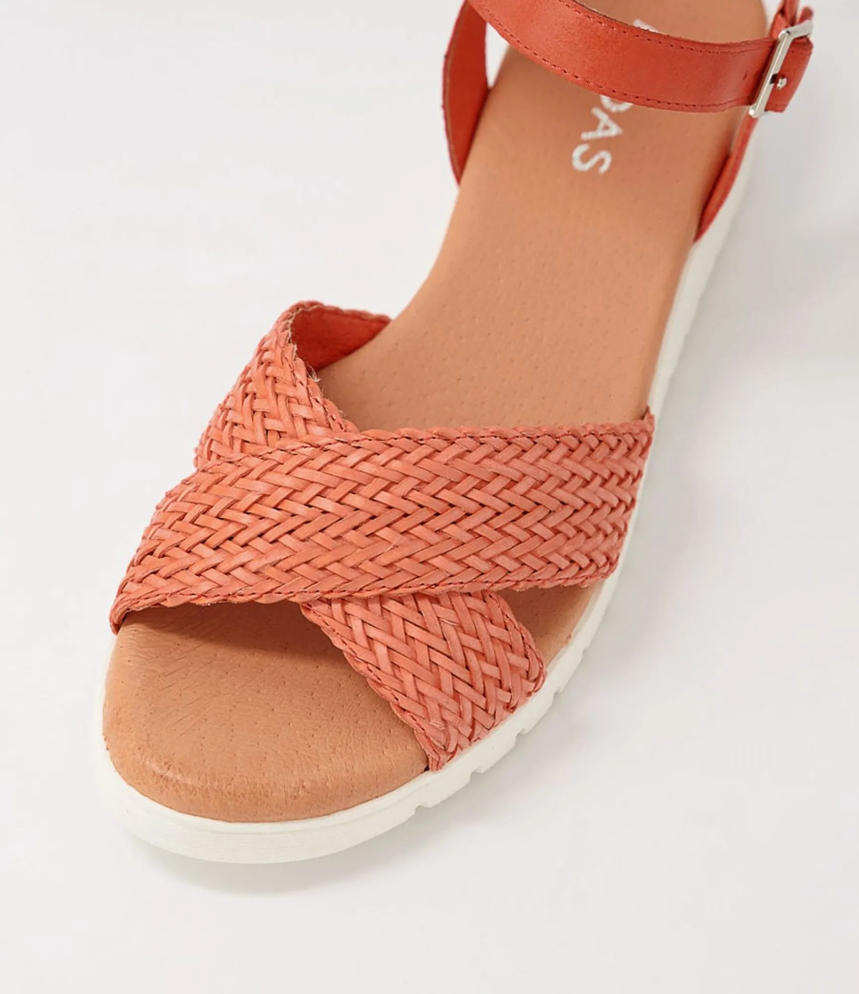 Shop Midas Shoes Maldives Orange Weave Leather Sandals