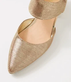 Cheap Midas Shoes Mallin Old Gold Cut Leather Heels