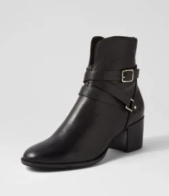 Hot Midas Shoes Malven Black Leather Ankle Boots