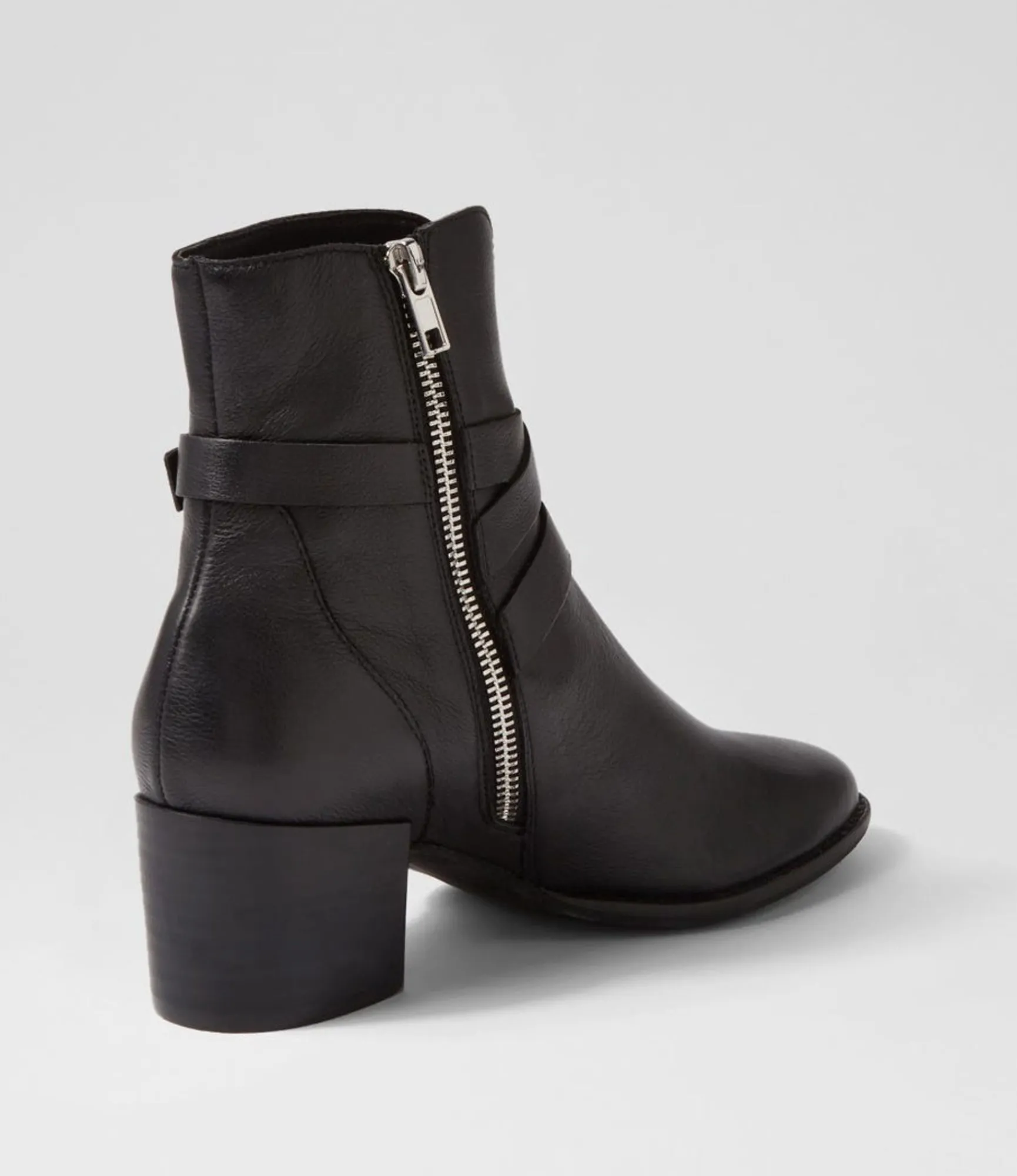 Hot Midas Shoes Malven Black Leather Ankle Boots