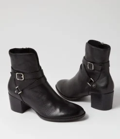 Hot Midas Shoes Malven Black Leather Ankle Boots