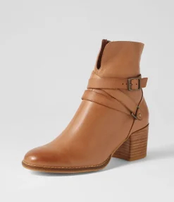 Best Sale Midas Shoes Malven Cognac Leather Ankle Boots